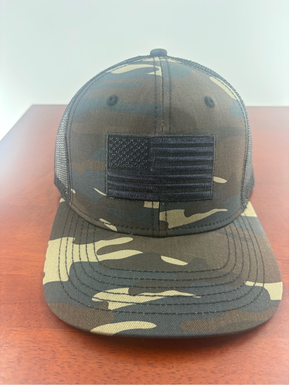 Camo Trucker Hat with Black Patch